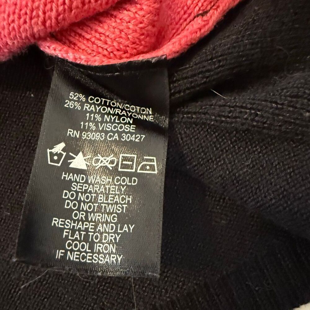 Nic+Zoe Outer Angle Strawberry Pink & Black Preppy Pull Over Sweater Size L - Picture 8 of 13